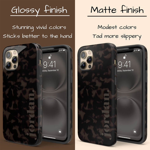 Custom Name Dark Tortoiseshell Serif iPhone Case